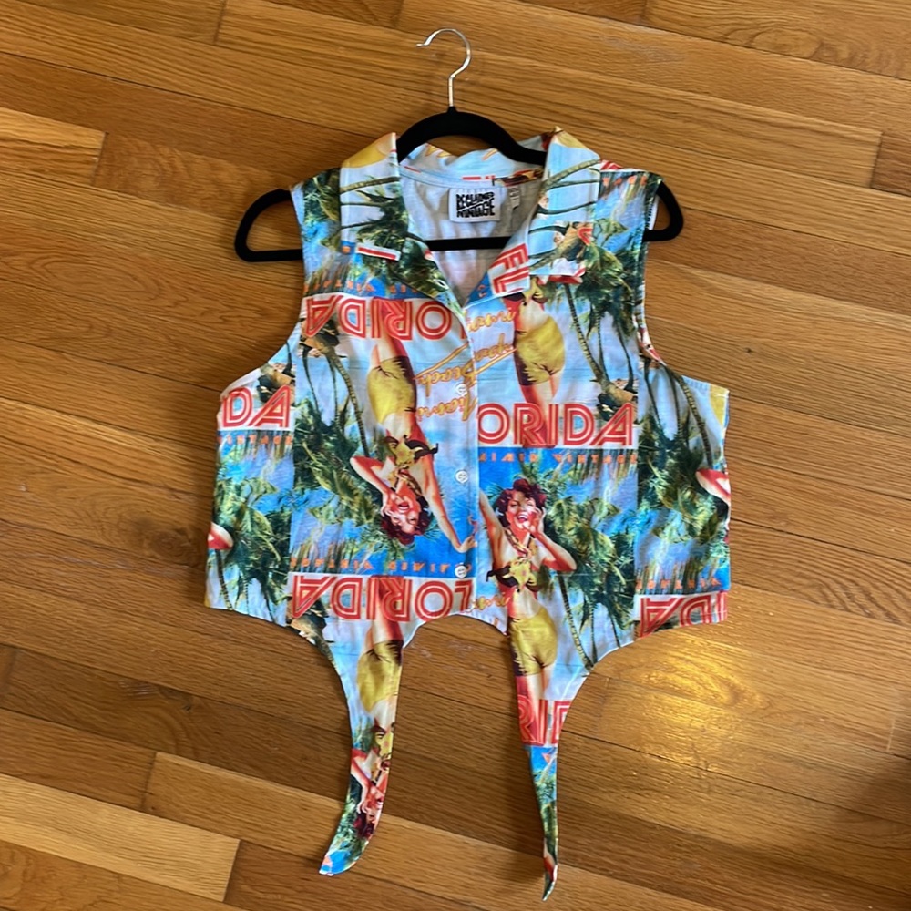 Florida postcard vintage front tie shirt